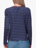 Whistles Stripe Chest Pocket Long Sleeve T-Shirt, Blue/Dark Red