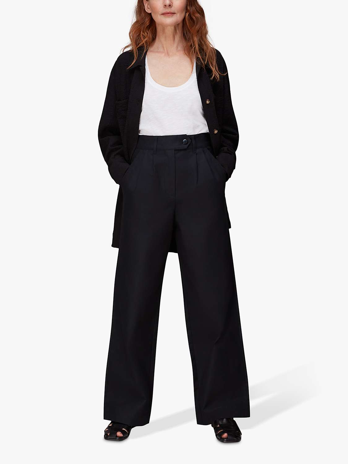 Buy Whistles Robyn Wide Leg Trousers, Black Online at johnlewis.com