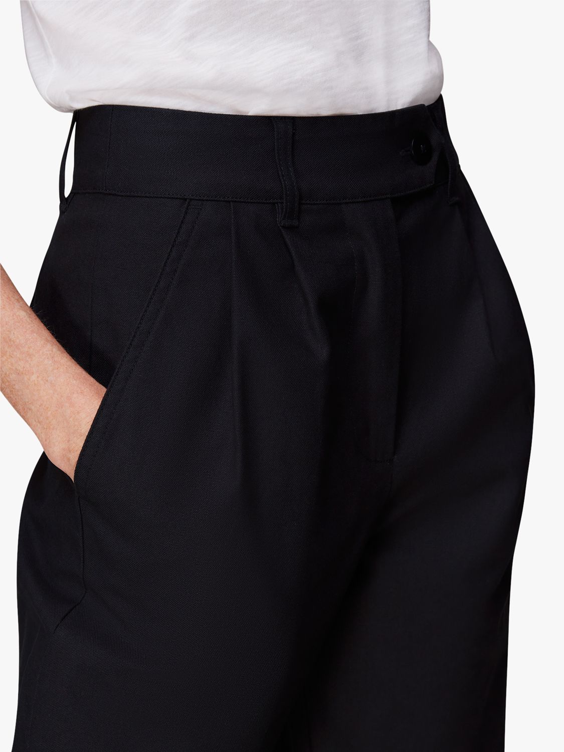 Whistles Robyn Wide Leg Trousers, Black at John Lewis & Partners