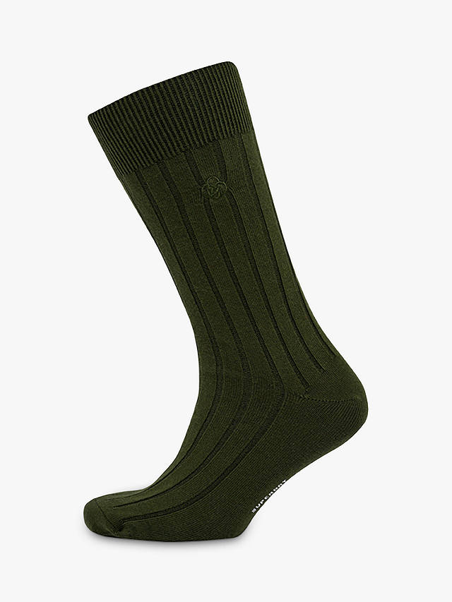 Superdry Organic Cotton Blend Core Ribbed Socks, Rifle Olive