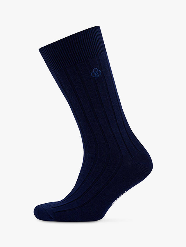 Superdry Organic Cotton Blend Core Ribbed Socks, Richest Navy