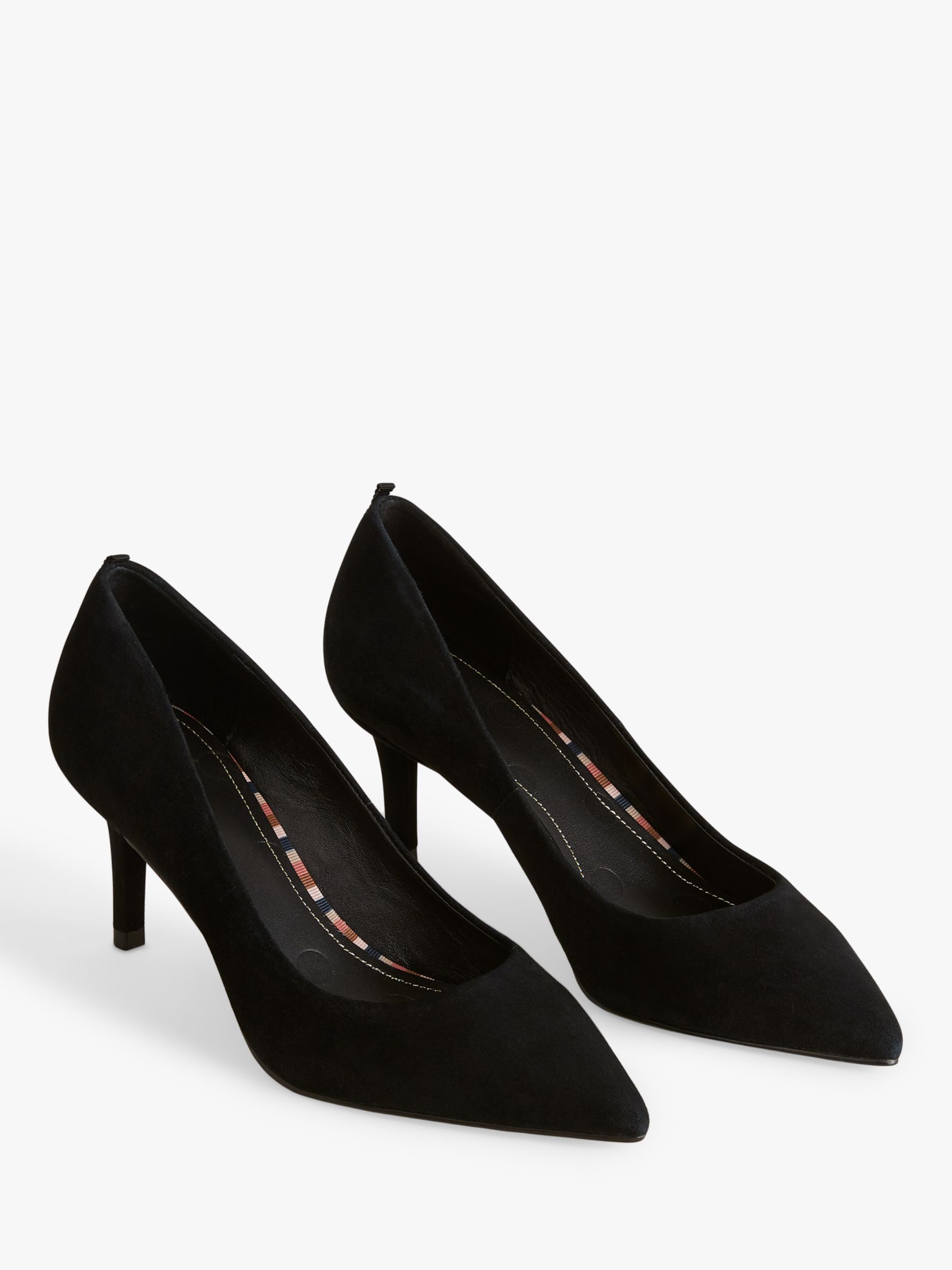 Boden Classic Suede Court Shoes, Black at John Lewis & Partners