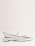 Boden Leather Pearl Strap Flats, Silver