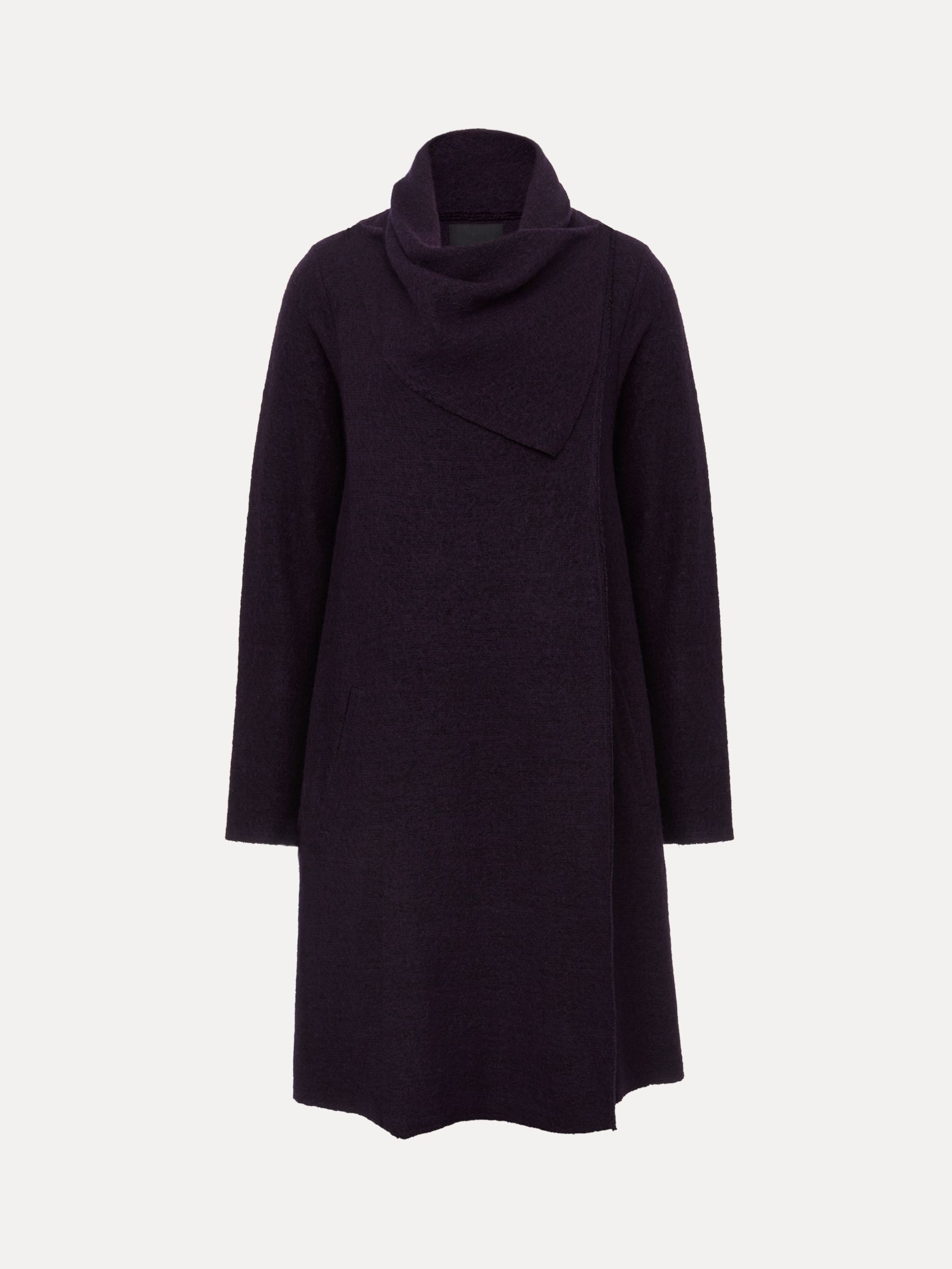 Phase Eight Bellona Wool Blend Knit Coat, Blackcurrant at John Lewis ...