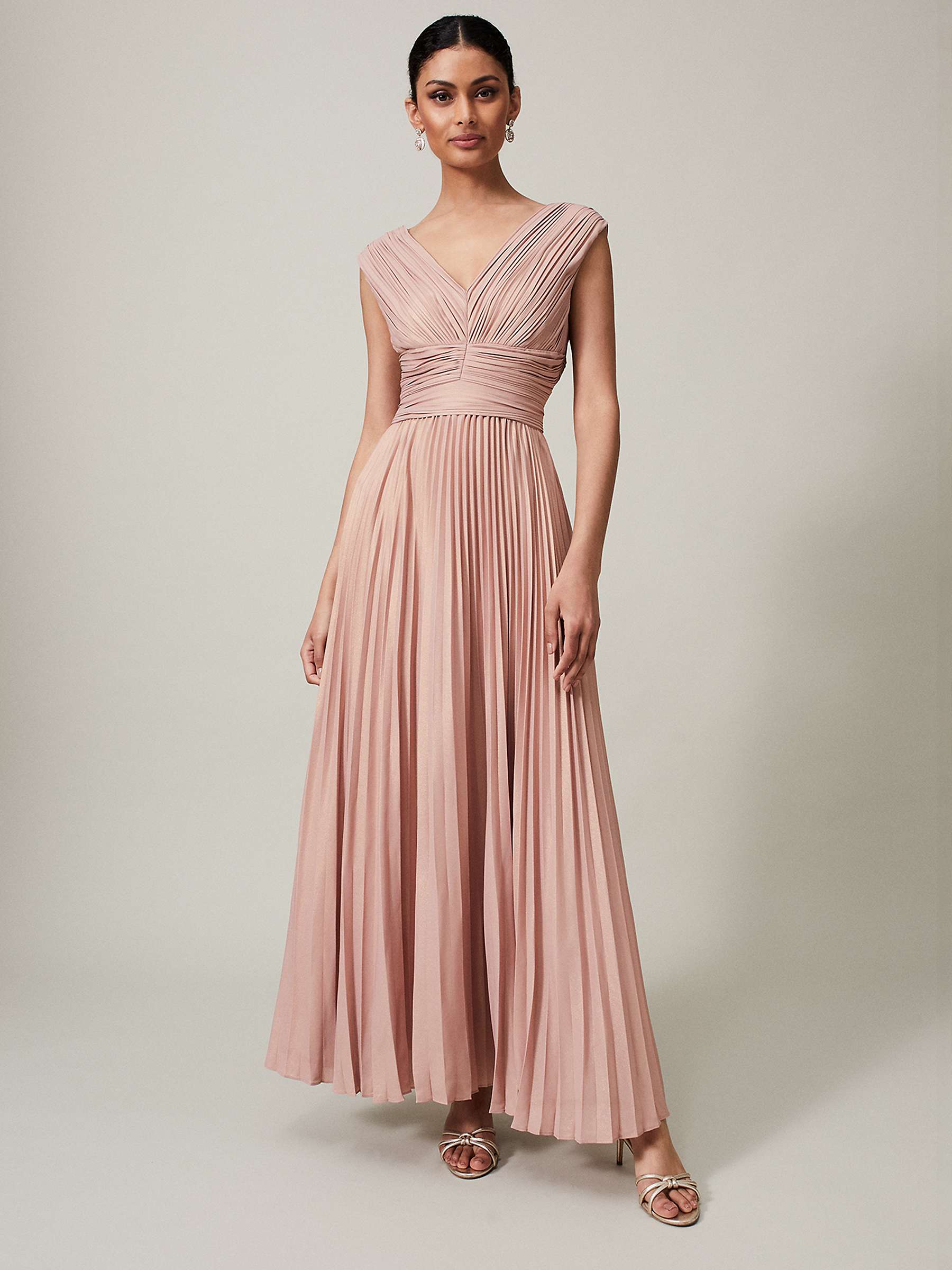 Buy Phase Eight Collection 8 Nelly Pleated Maxi Dress, Pink Champagne Online at johnlewis.com