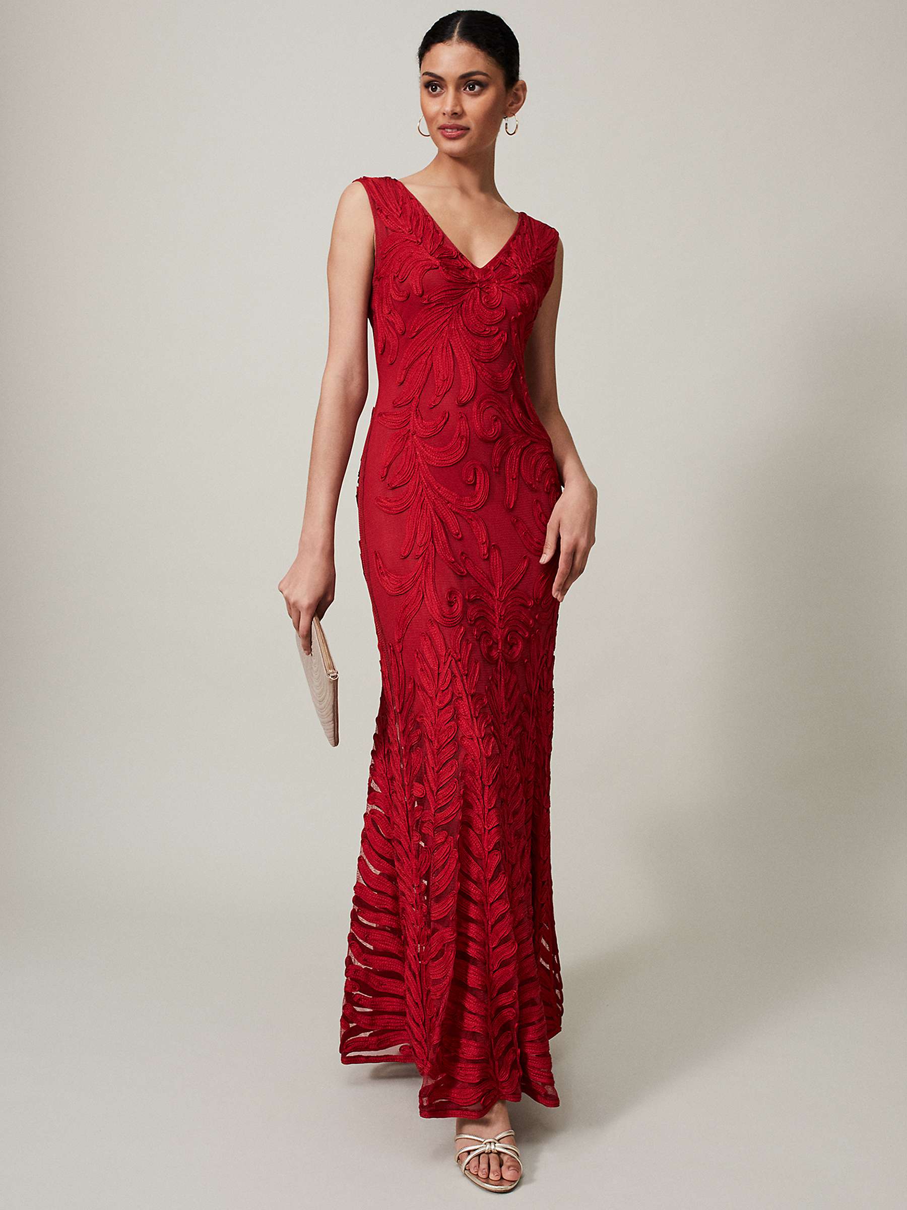 Buy Phase Eight Collection 8 Marigold Tapework Lace Maxi Dress, Scarlet Online at johnlewis.com