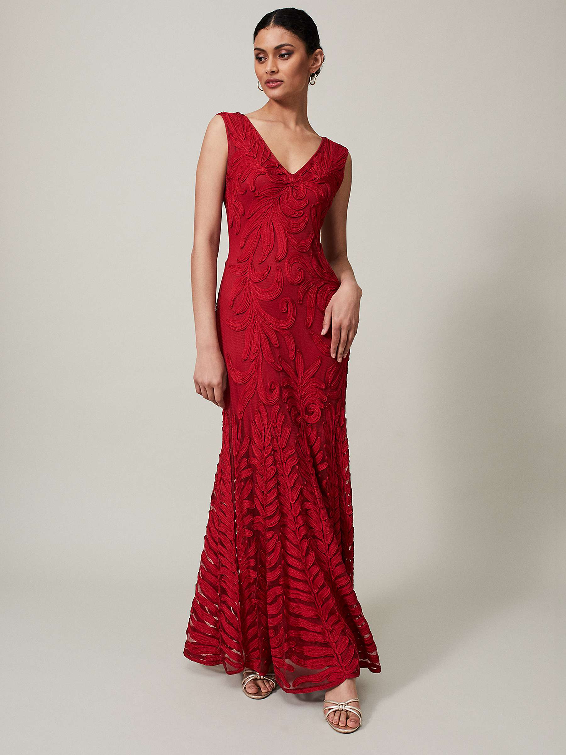 Buy Phase Eight Collection 8 Marigold Tapework Lace Maxi Dress, Scarlet Online at johnlewis.com