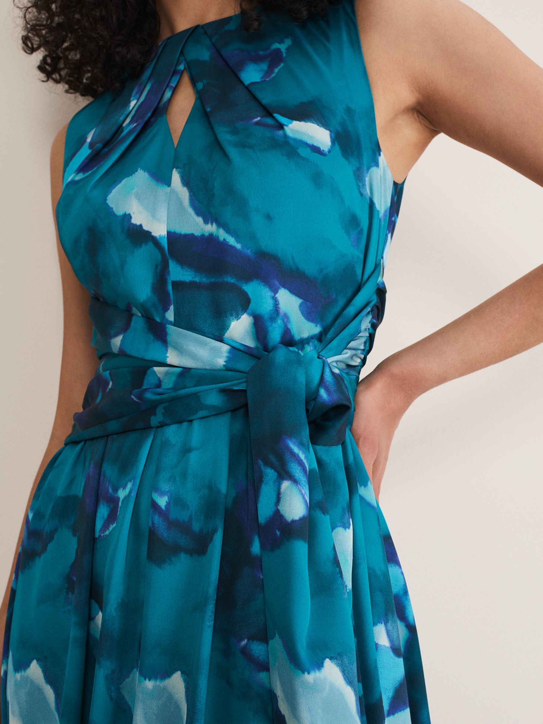 Phase Eight Corrin Abstract Print Midi Dress, Malachite/Multi, 6
