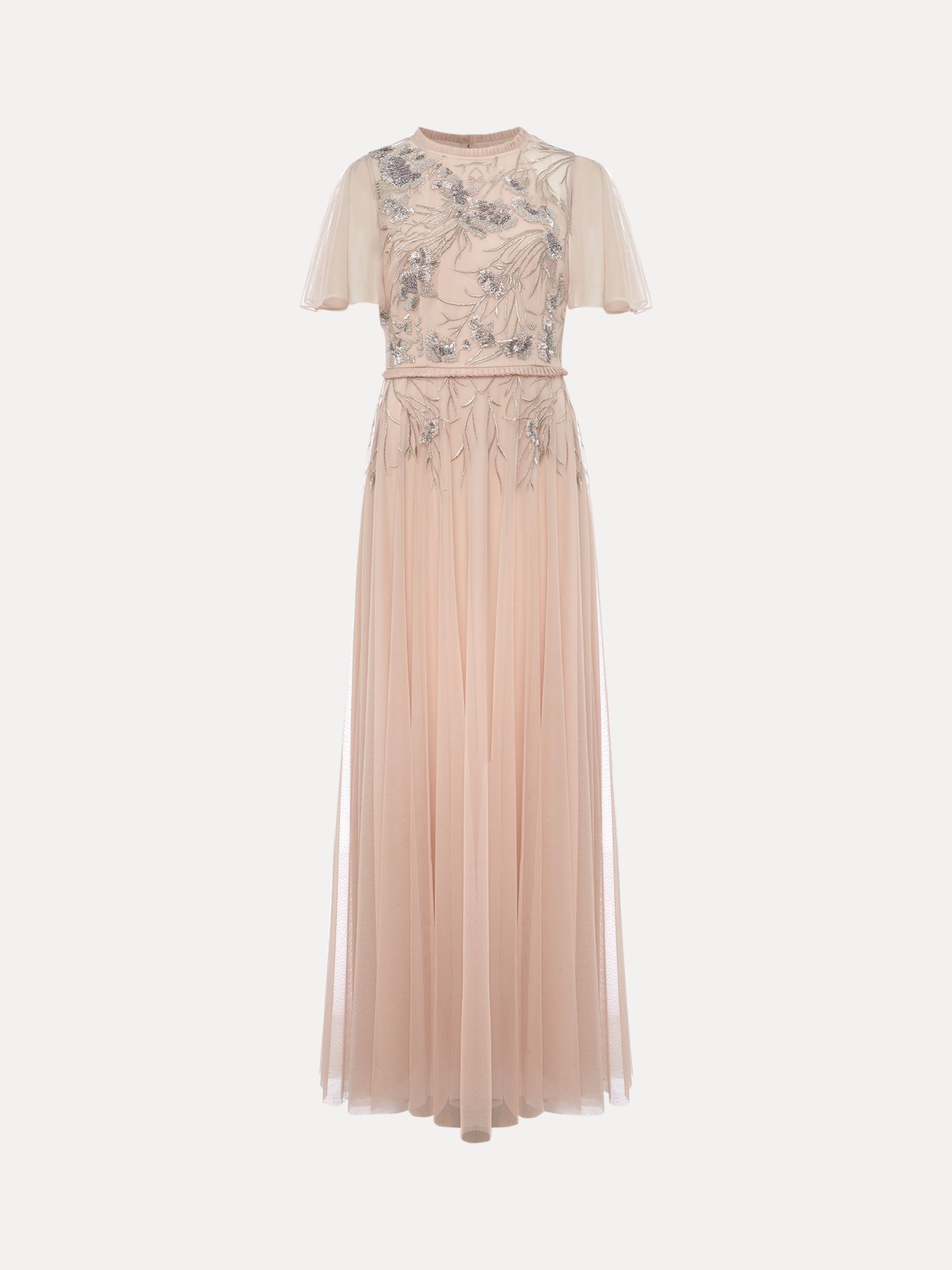 Phase Eight Zena Beaded Tulle Maxi Dress, Pale Pink/Silver at John ...