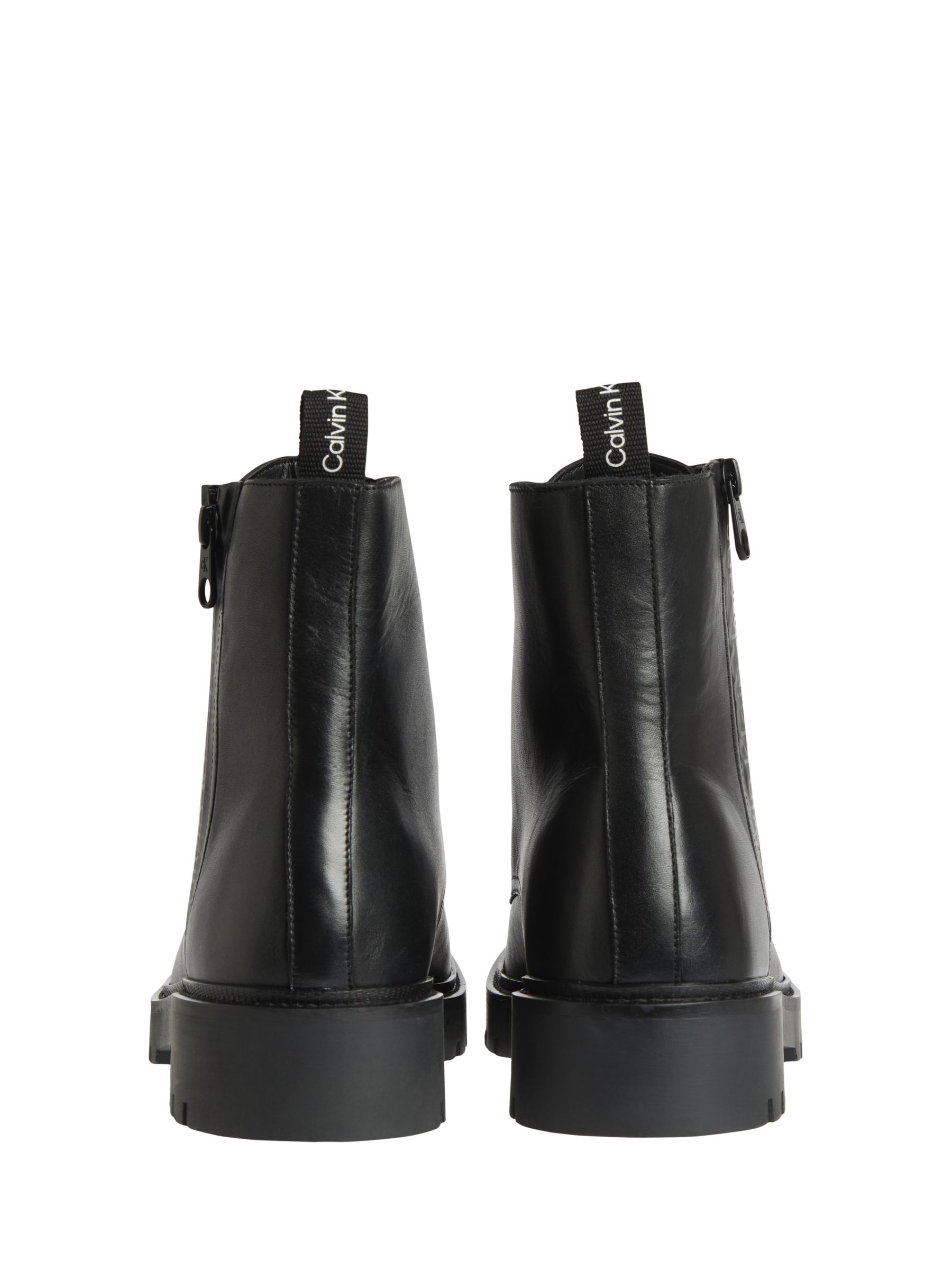 Calvin Klein Leather Lace Up Combat Boots, Black, 6