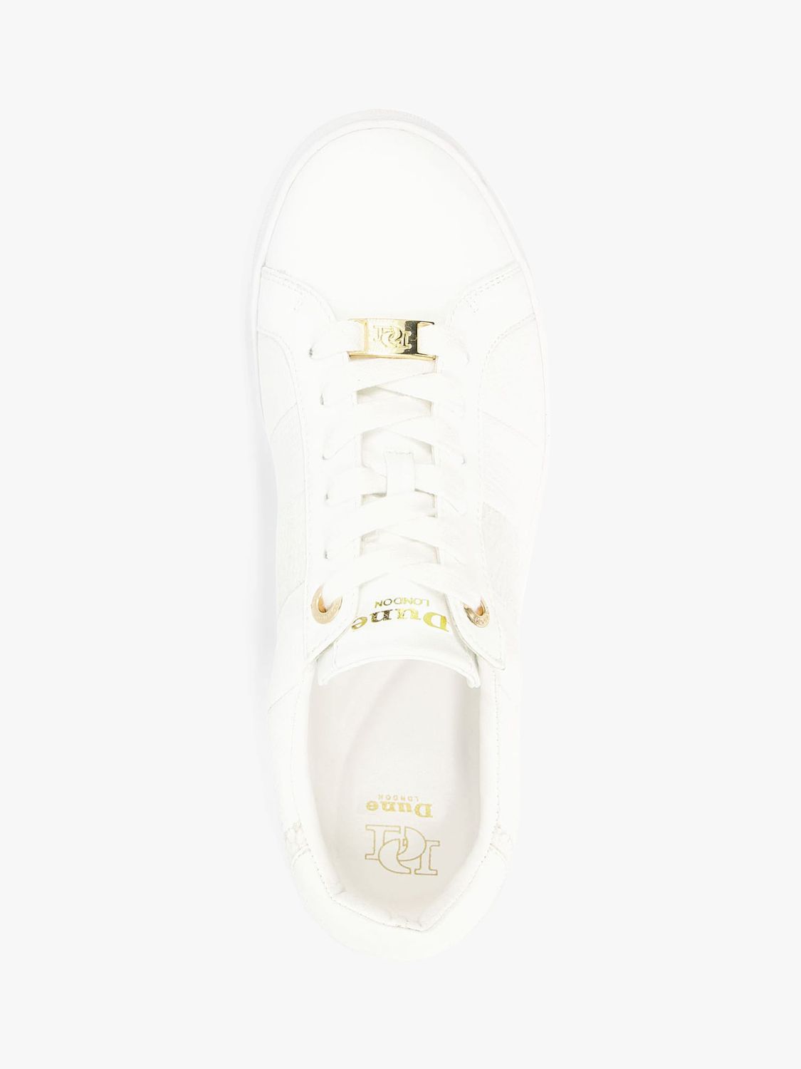 Dune Everleigh Panel Lace Up Trainers, White at John Lewis & Partners