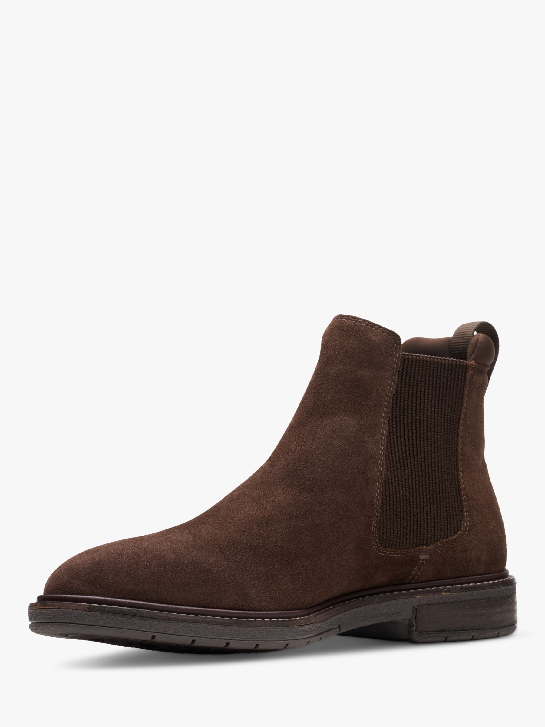 Clarks Clarkdale Hall Suede Chelsea Boots, Dark Brown at John Lewis ...