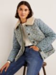 Boden Quilted Cotton Jacket, Ivory/Multi