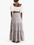 Boden Lorna Floral Print Tiered Maxi Skirt, Ivory/Multi