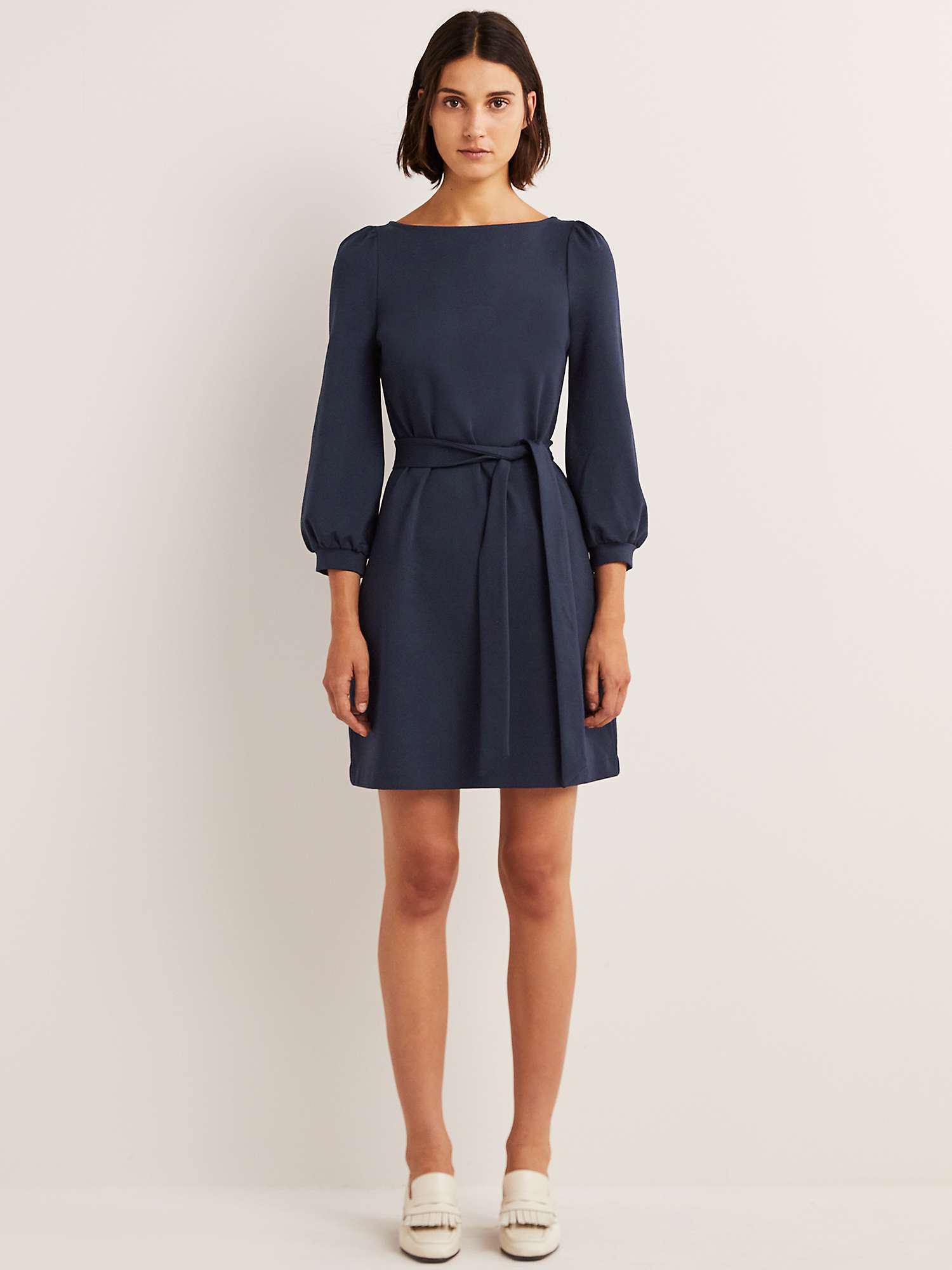 Buy Boden Tie Detail Jersey Shift Mini Dress, Navy Online at johnlewis.com