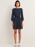 Boden Tie Detail Jersey Shift Mini Dress, Navy, Navy