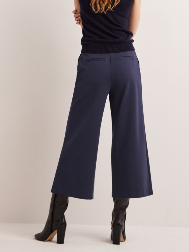 Boden Wide Leg Jersey Trousers, Navy, 8