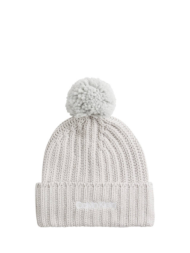 Calvin Klein Oversized Knit Pom Pom Beanie Hat, Cement