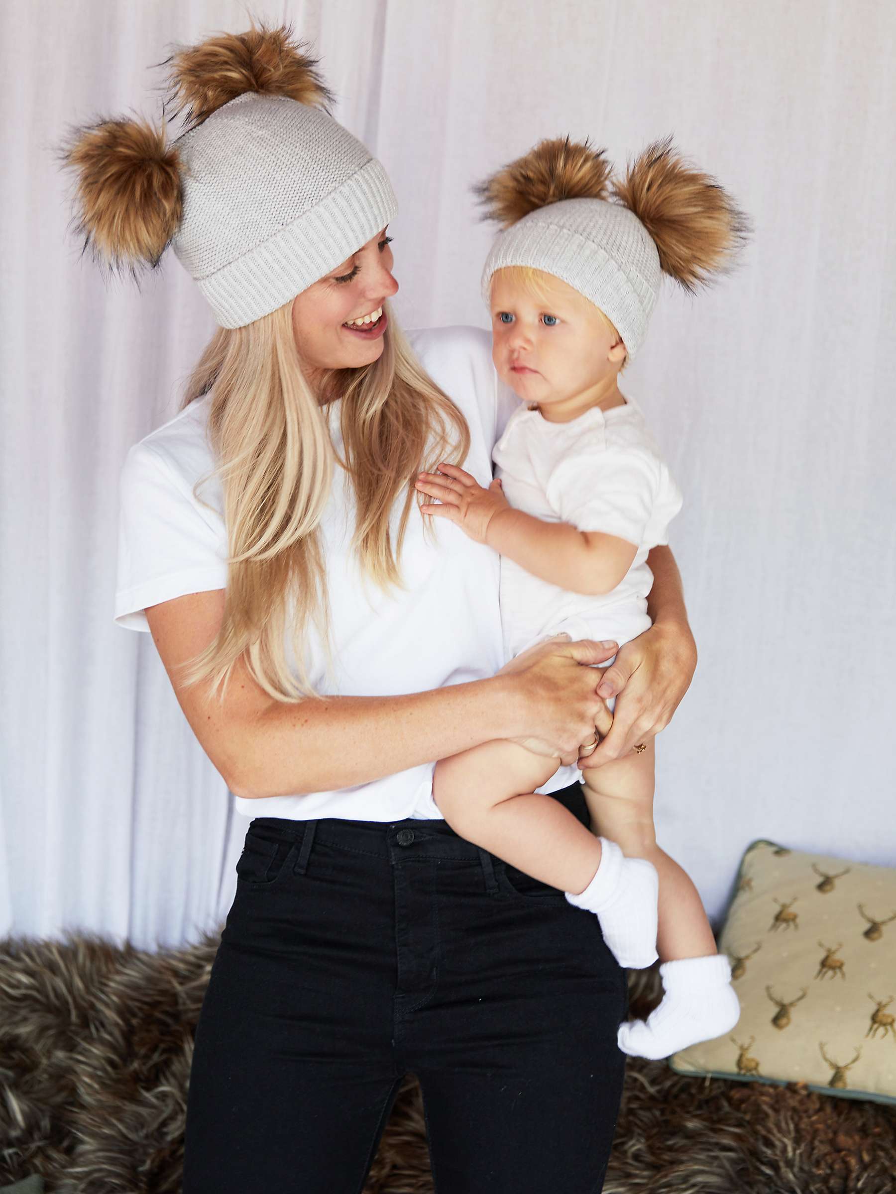 Buy The Little Tailor Kids' Pom Pom Hat, Grey Online at johnlewis.com