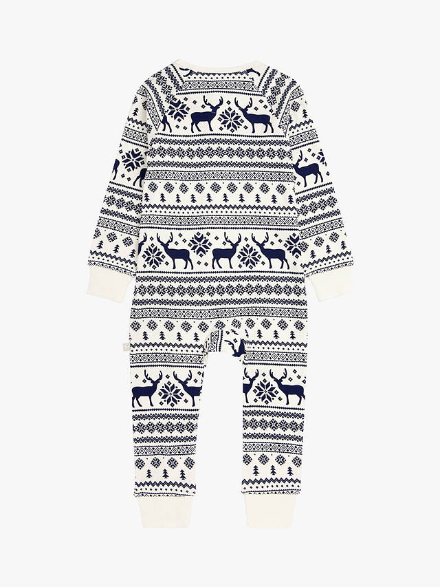 The Little Tailor Baby Christmas Fairisle Sleepsuit, Cream