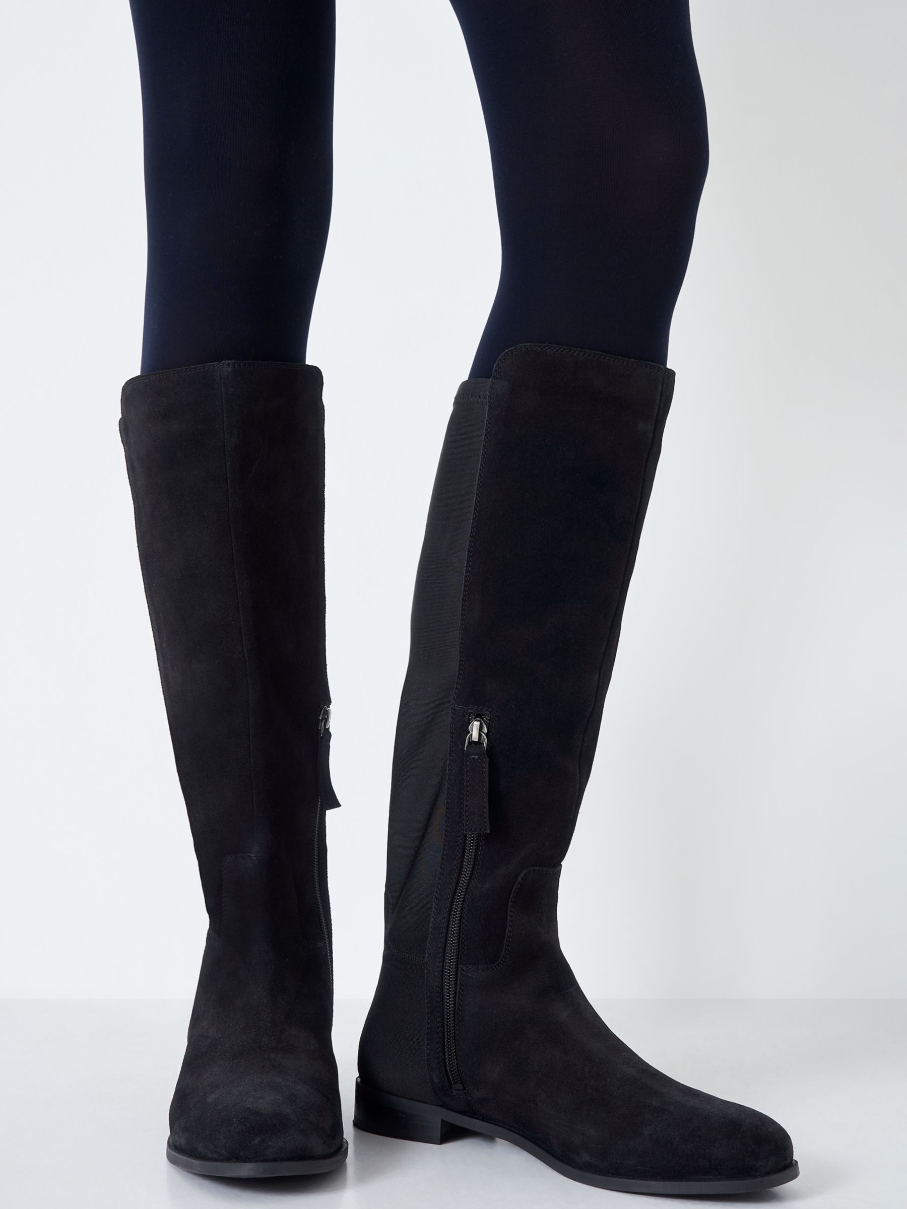 Crew Clothing Long Stretch Boots, Black at John Lewis & Partners