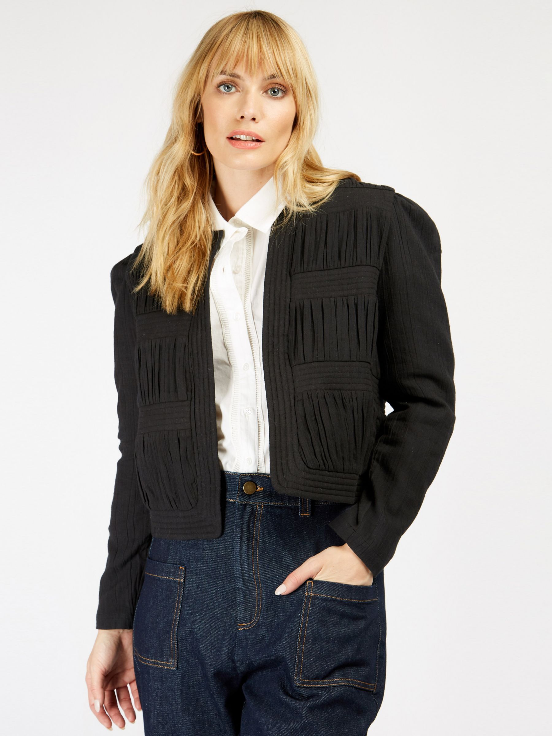 Somerset by Alice Temperley Ruched Panel Cropped Jacket, Black