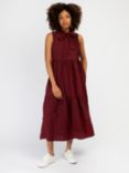 Somerset by Alice Temperley Crinkle Pussybow Tiered Midi Dress, Chocolate Truffle
