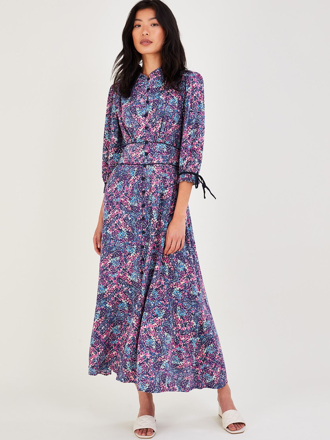 Monsoon Ditsy Floral Print Maxi Dress, Purple at John Lewis & Partners