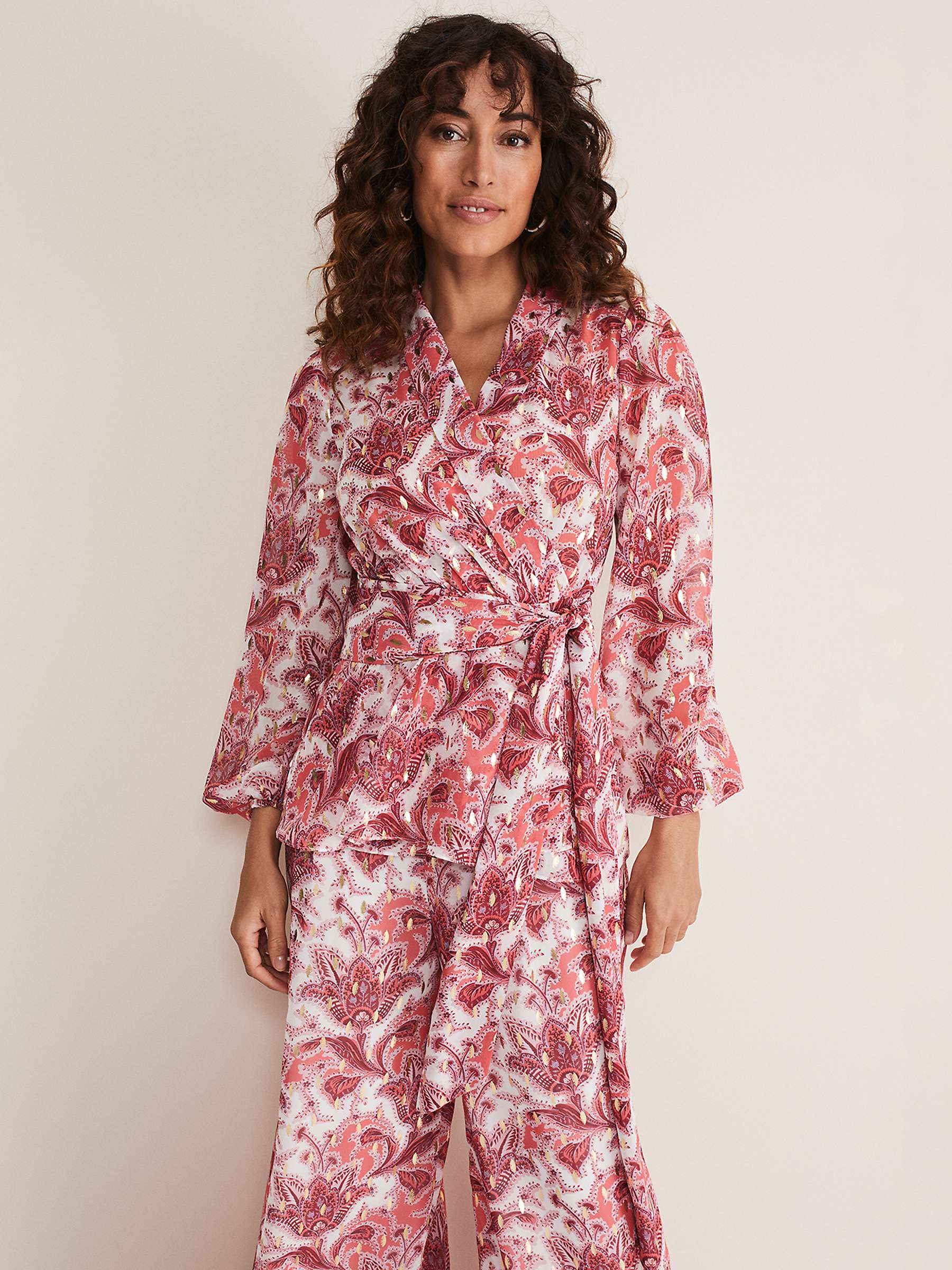 Buy Phase Eight Arabella Abstract Print Wrap Blouse, Sunset/Multi Online at johnlewis.com