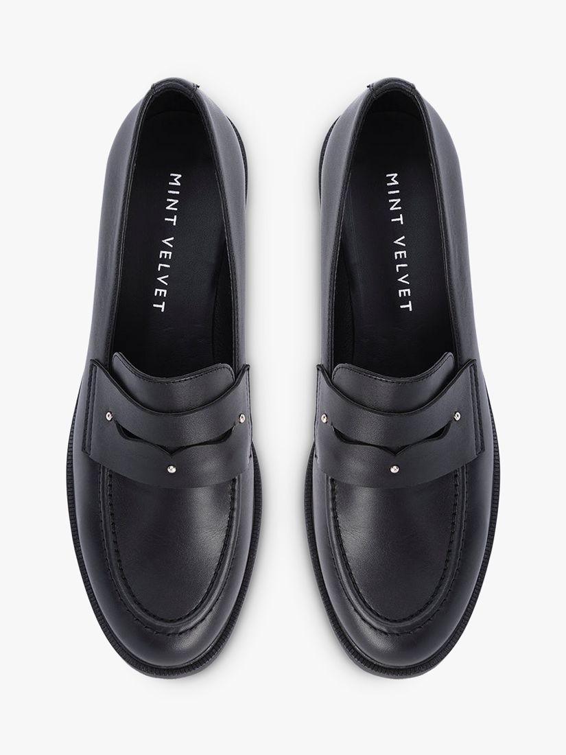 Mint Velvet Brianna Leather Loafers, Black at John Lewis & Partners