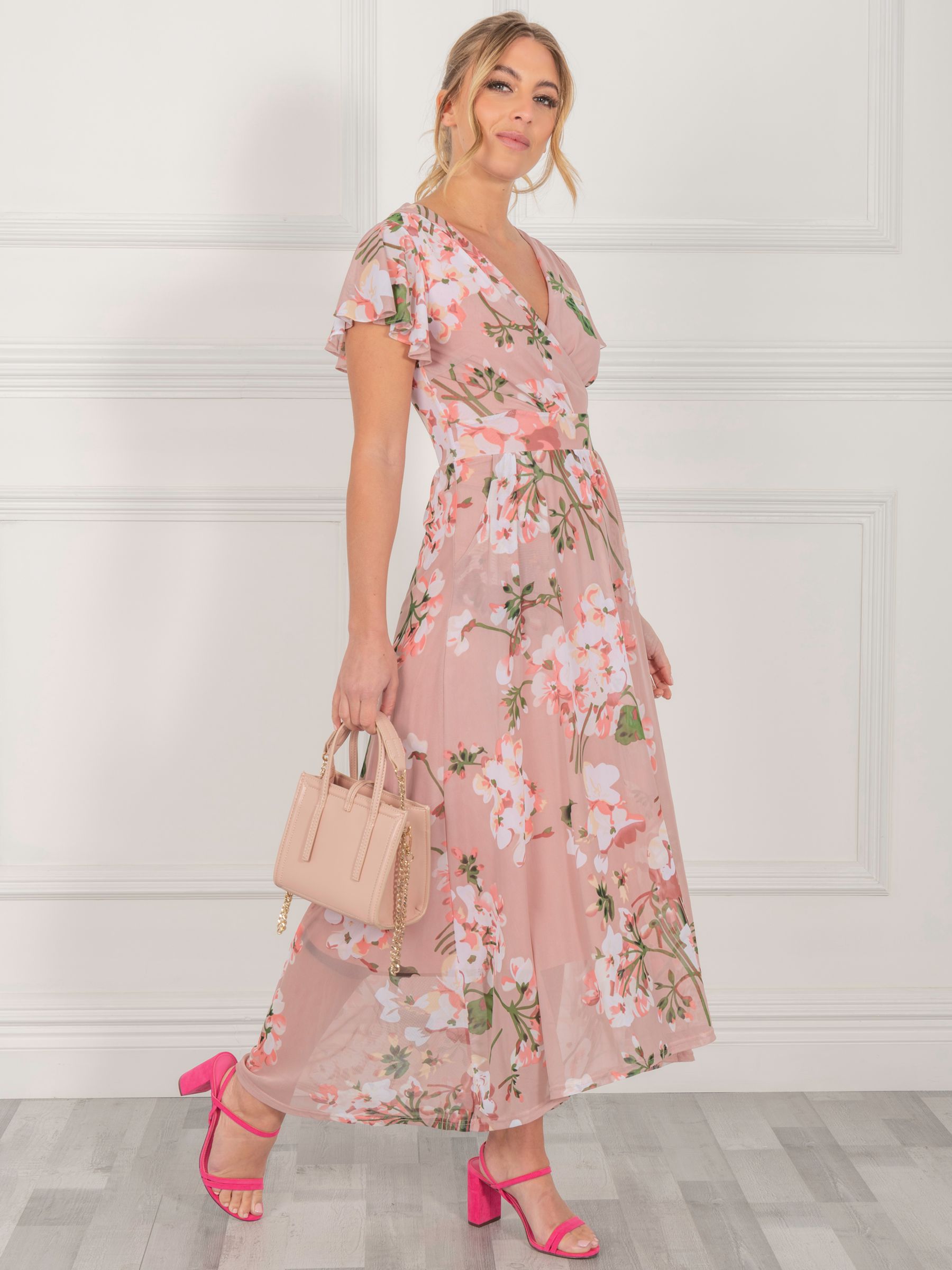Jolie Moi Eleanor Floral Print Wrap Neck Maxi Dress