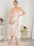 Jolie Moi Alaysha Cowl Neck Satin Midi Dress, Dusty Pink