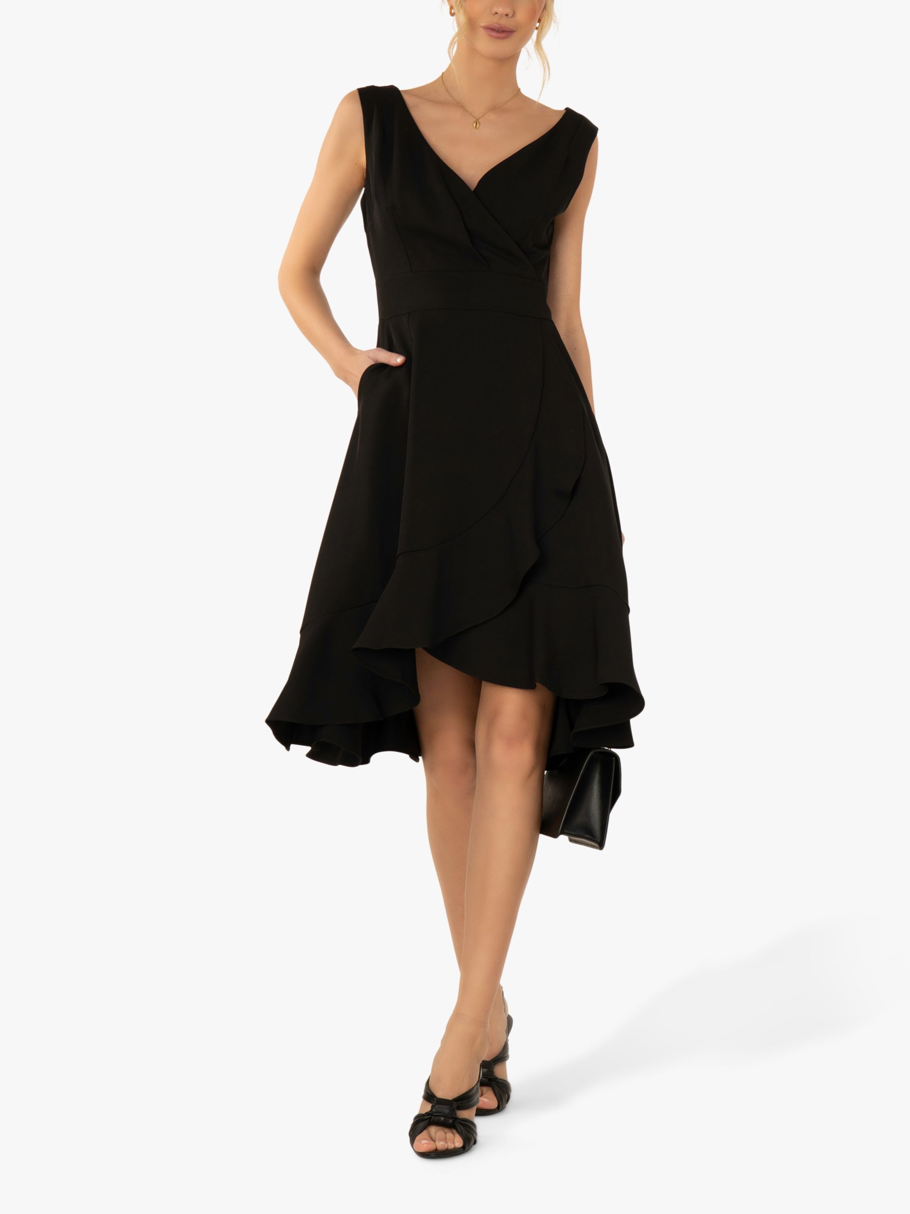 Buy Jolie Moi Eliza Frill Hem Midi Dress, Black Online at johnlewis.com