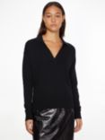 Calvin Klein Open Neck Jumper, Black