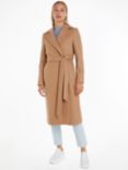 Calvin Klein Recycled Wool & Cashmere Wrap Coat, Safari Canvas