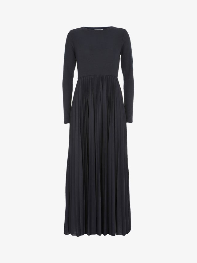 Mint Velvet Pleated Jersey Midi Dress, Navy, 6