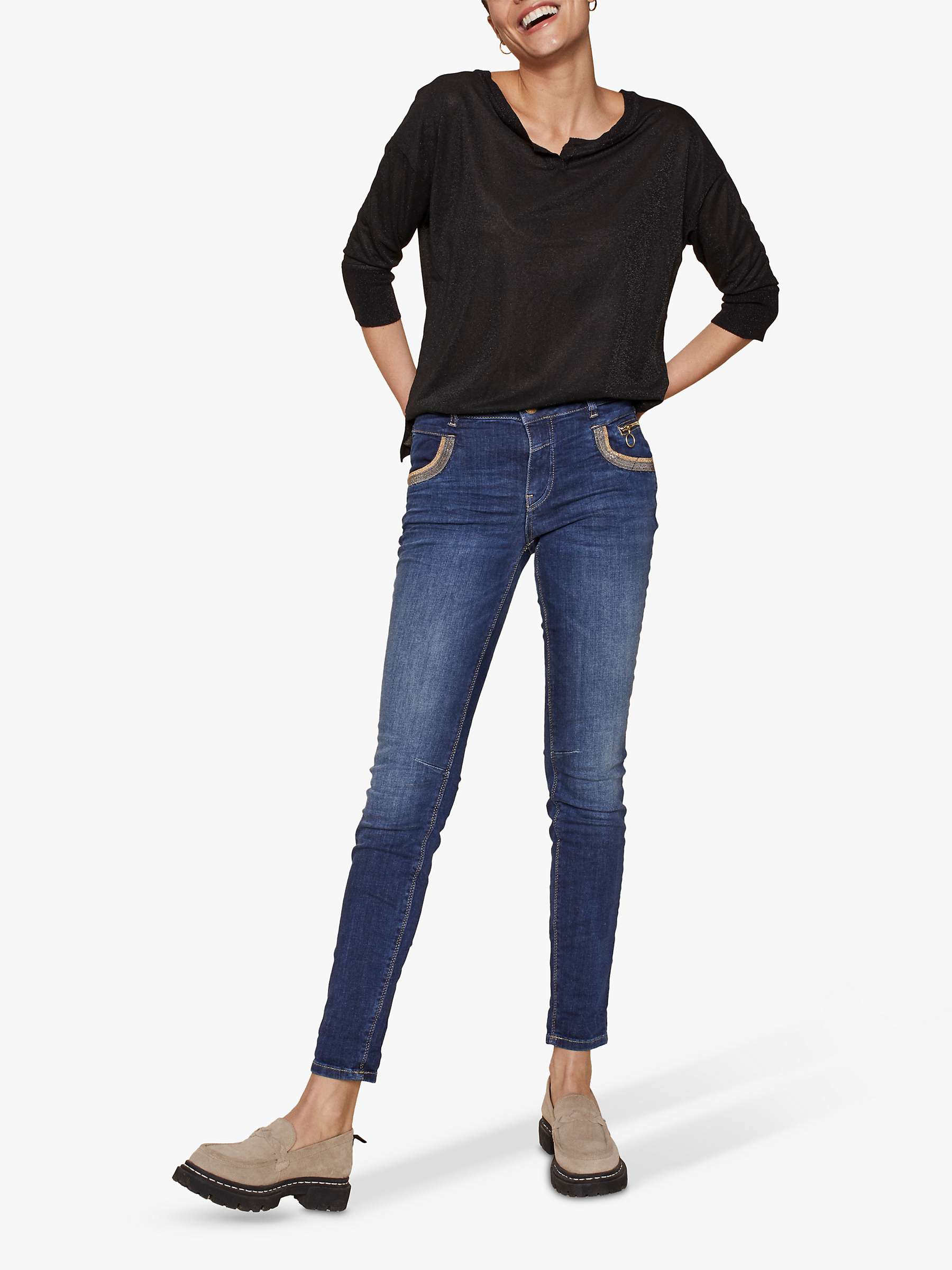 Buy MOS MOSH Naomi Decorative Trim Slim Fit Jeans, Blue Online at johnlewis.com