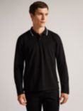Ted Baker Holrood Long Sleeve Polo Shirt Top, Black