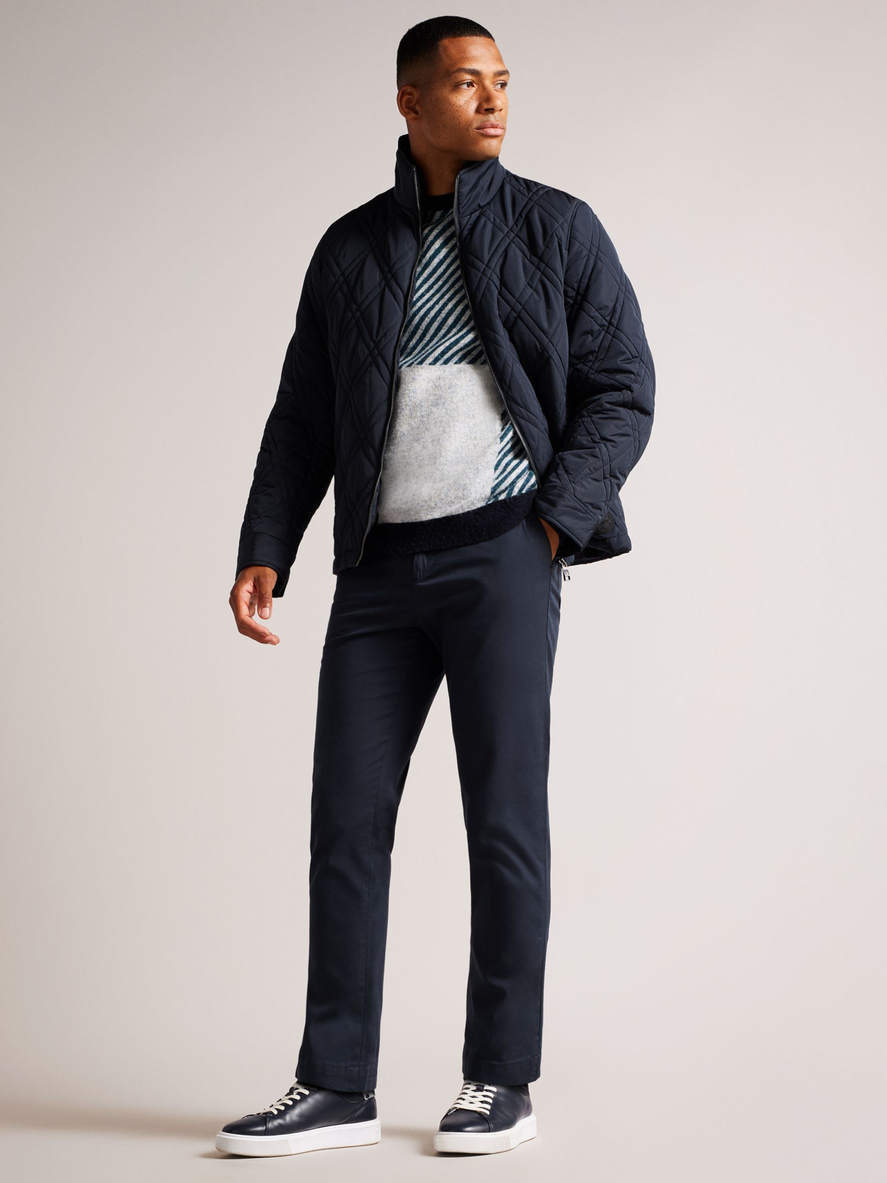 Ted Baker Manby Quilted Jacket, Navy at John Lewis & Partners