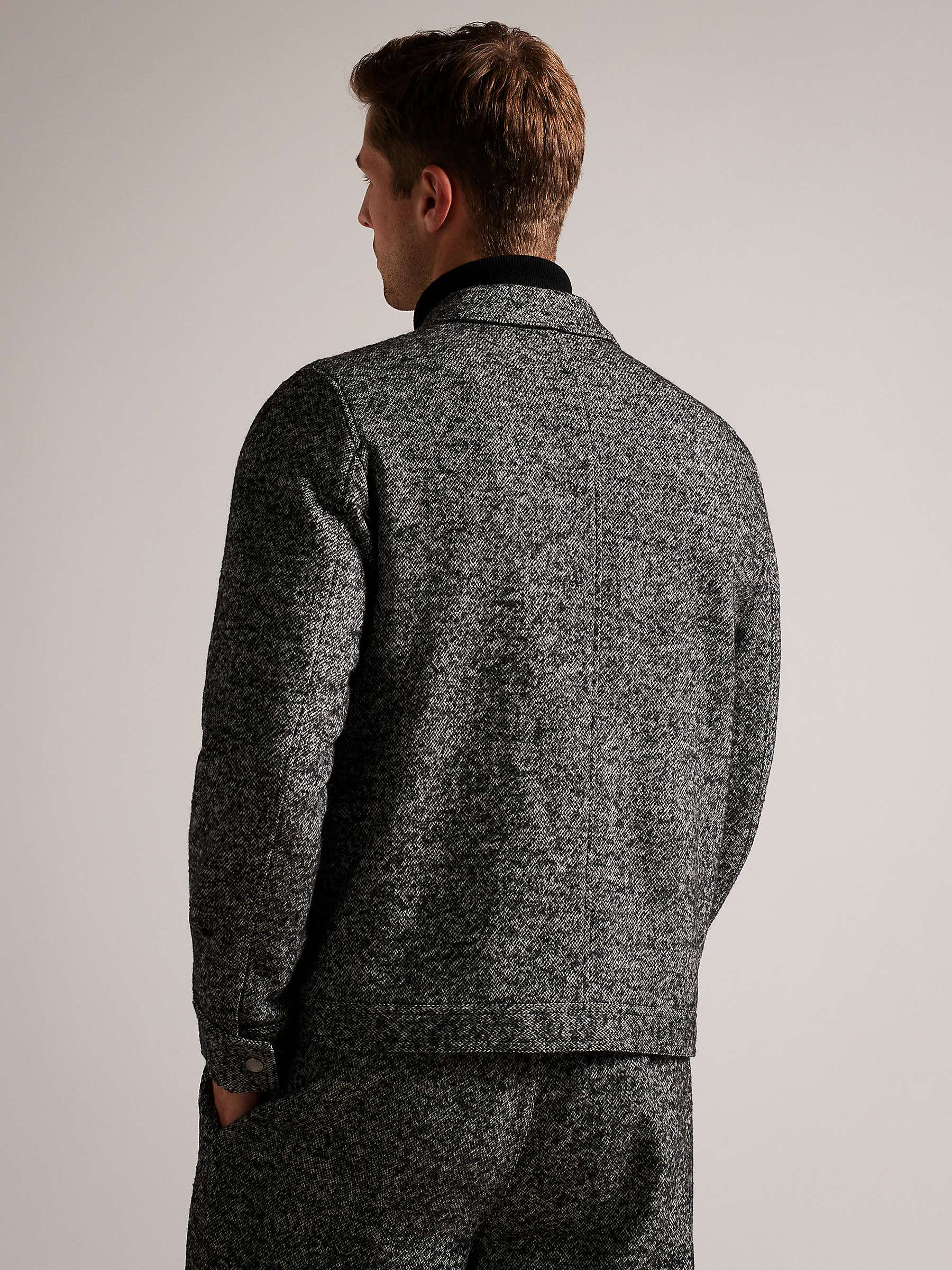 Ted Baker Pabay Wool Blend Overshirt, Black at John Lewis & Partners