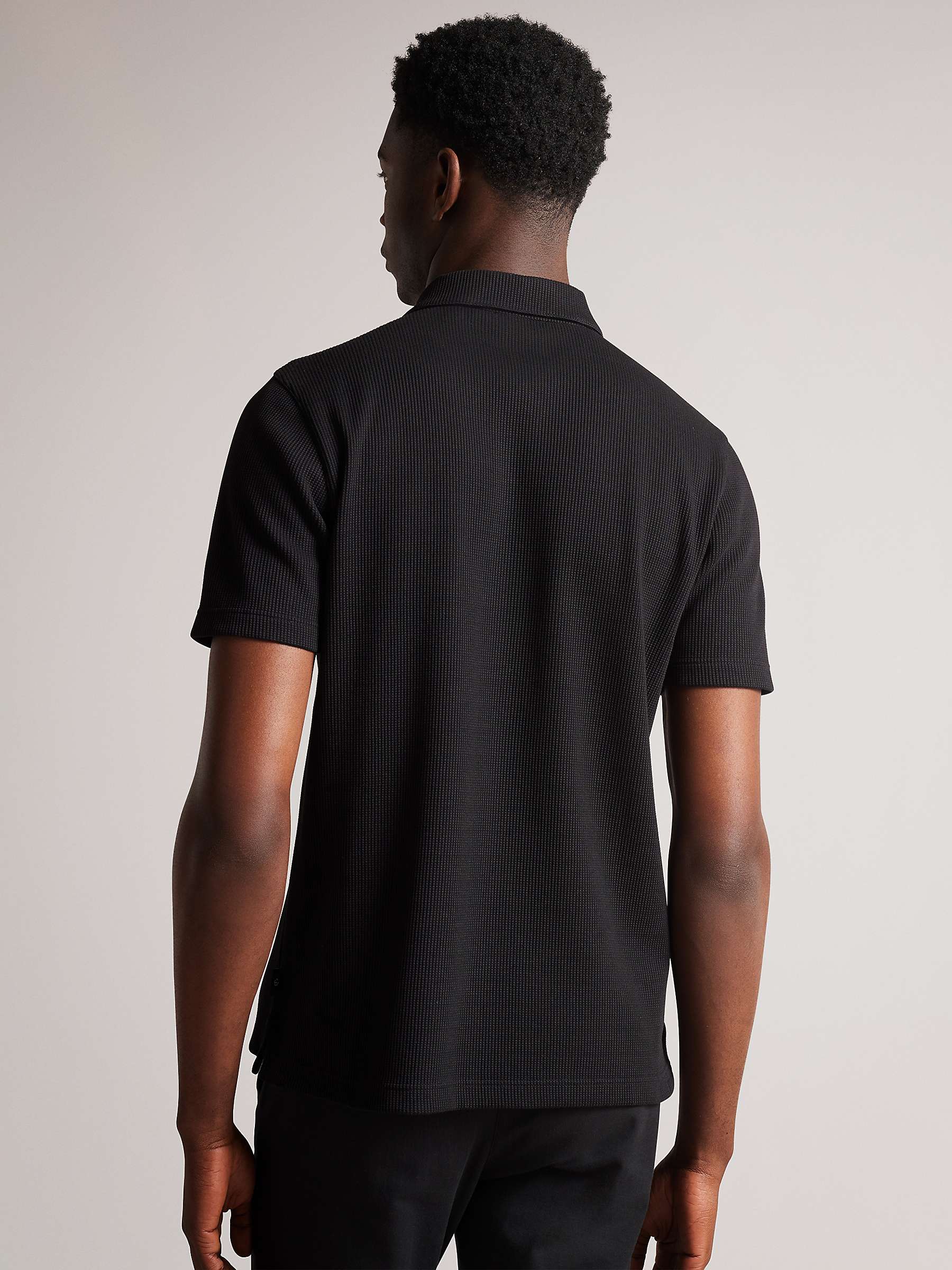Ted Baker Bute Textured Fit Polo Shirt, Black at John Lewis & Partners