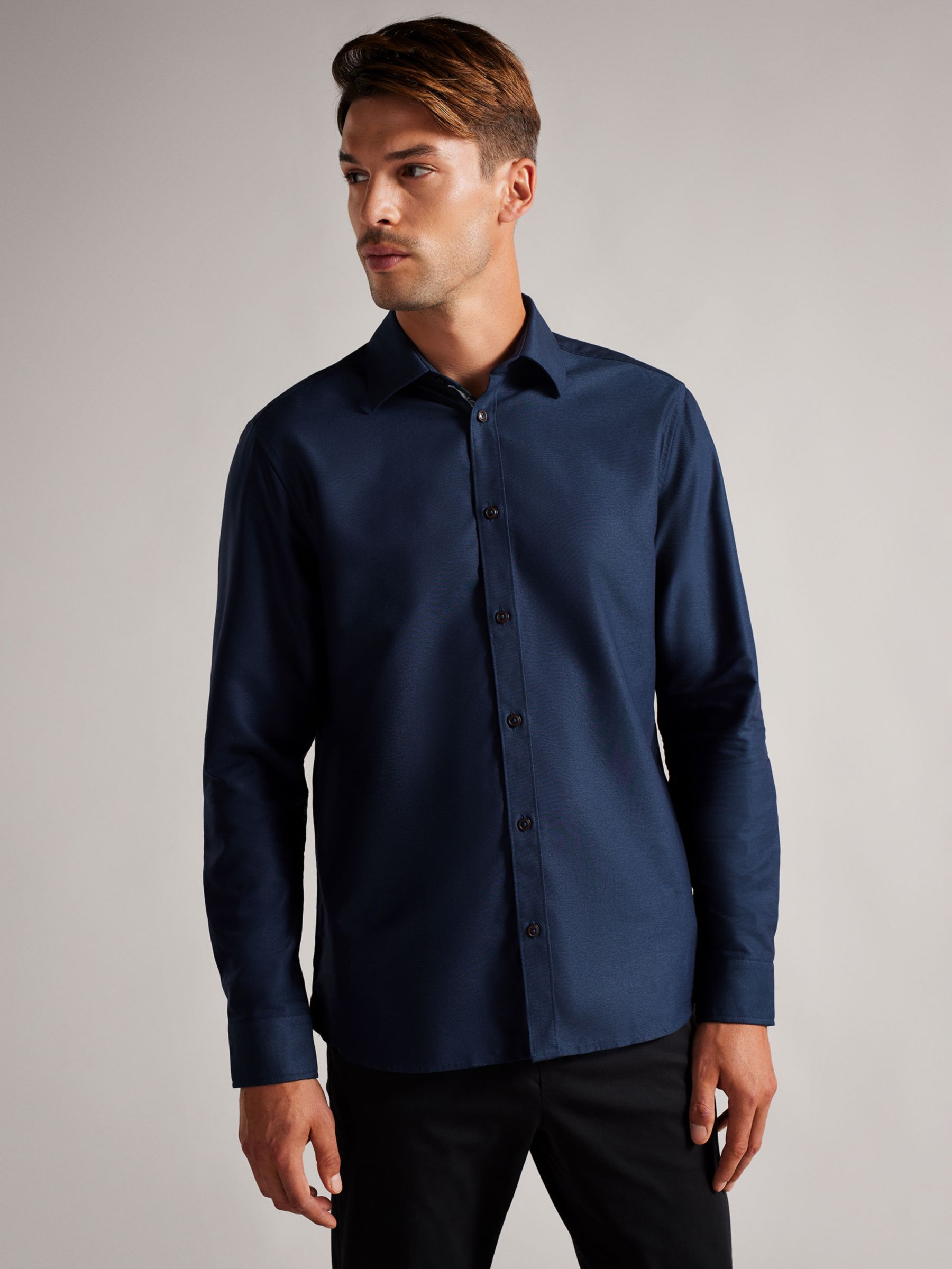 Ted Baker Solurr Oxford Shirt, Navy at John Lewis & Partners