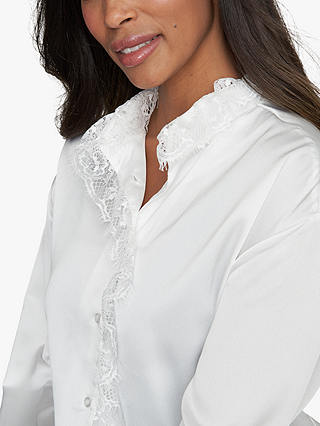 Gina Bacconi Verity Lace Trim Long Sleeve Blouse, White