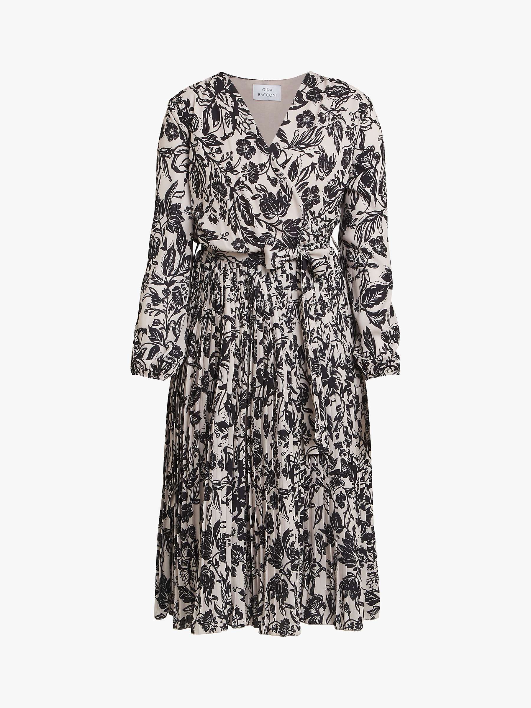 Buy Gina Bacconi Lucine Cross Over Bodice Pleated Skirt Midi Dress, Black/Beige Online at johnlewis.com