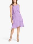 Gina Bacconi Vesta Jewel-Shoulder Tiered Cocktail Knee Length Dress, Amethyst