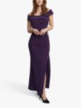 Gina Bacconi Suzanne Portrait Collar Maxi Dress, Plum, Plum