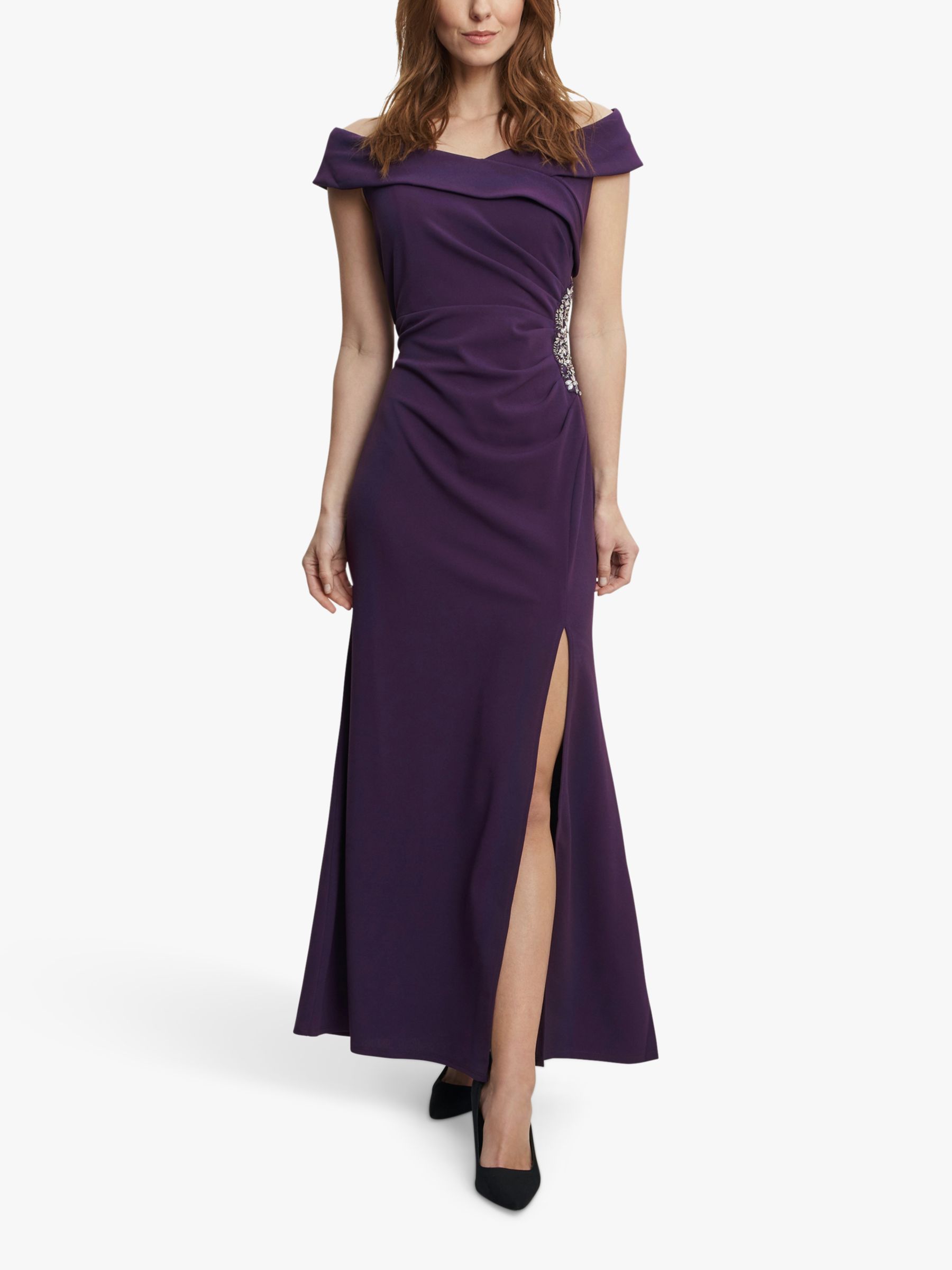 Gina Bacconi Suzanne Portrait Collar Maxi Dress, Plum at John Lewis ...