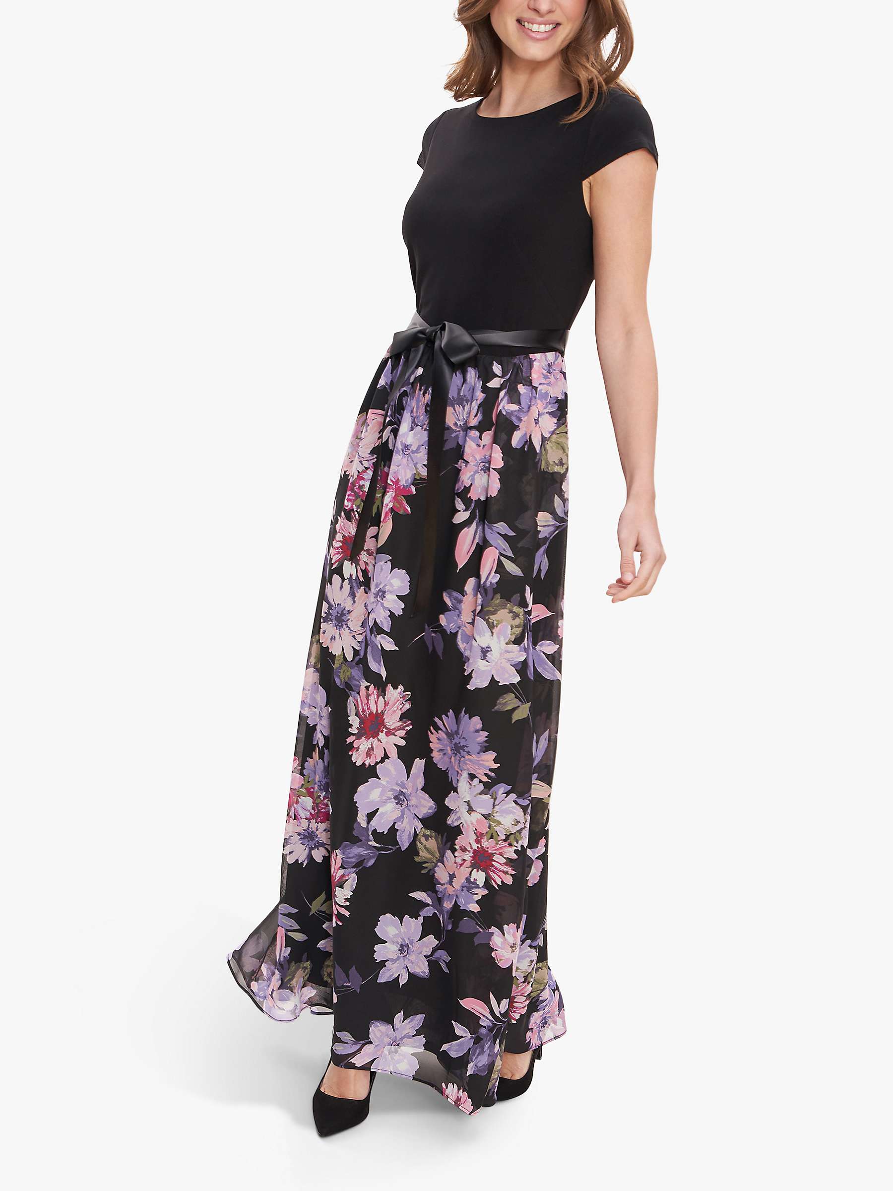 Buy Gina Bacconi Auburn Chiffon Floral Print Skirt Maxi Dress, Black/Multi Online at johnlewis.com
