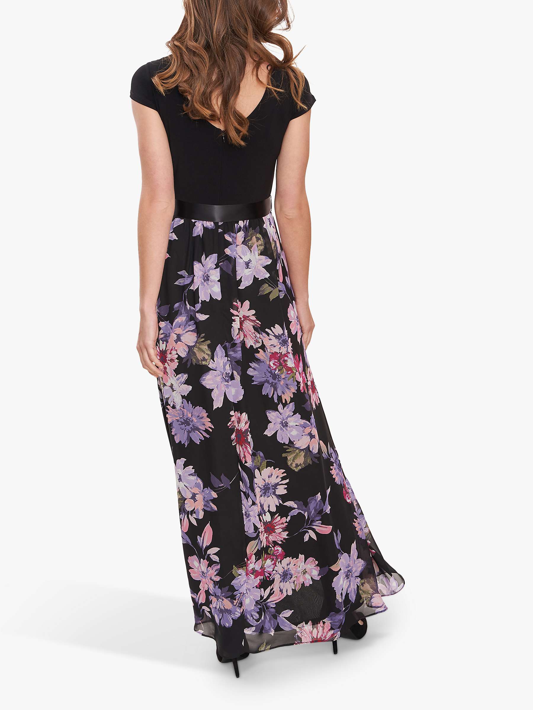Buy Gina Bacconi Auburn Chiffon Floral Print Skirt Maxi Dress, Black/Multi Online at johnlewis.com