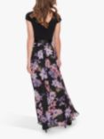 Gina Bacconi Auburn Chiffon Floral Print Skirt Maxi Dress, Black/Multi